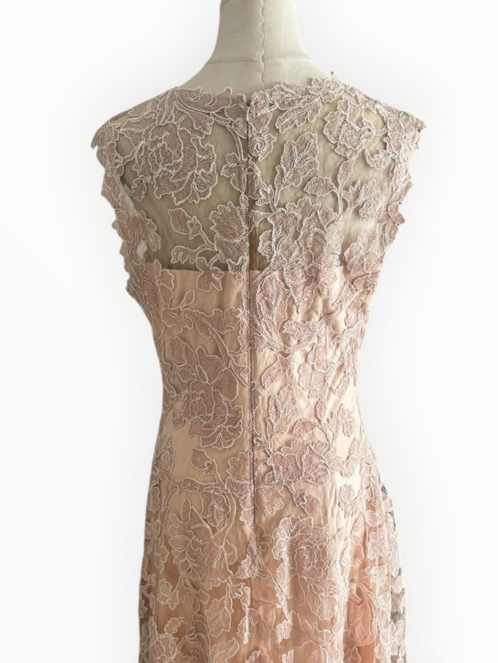 TADASHI SHOJI Tamura Pink Embroidered Lace Fit Flare Midi Dress 12 Floral Party - Picture 6 of 13